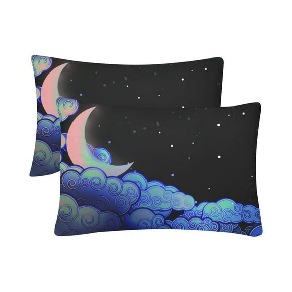 YUSDECOR Moon And Clouds Pillowcase Pillow Protector Cushion Cover 20x30 inch,Set of 2