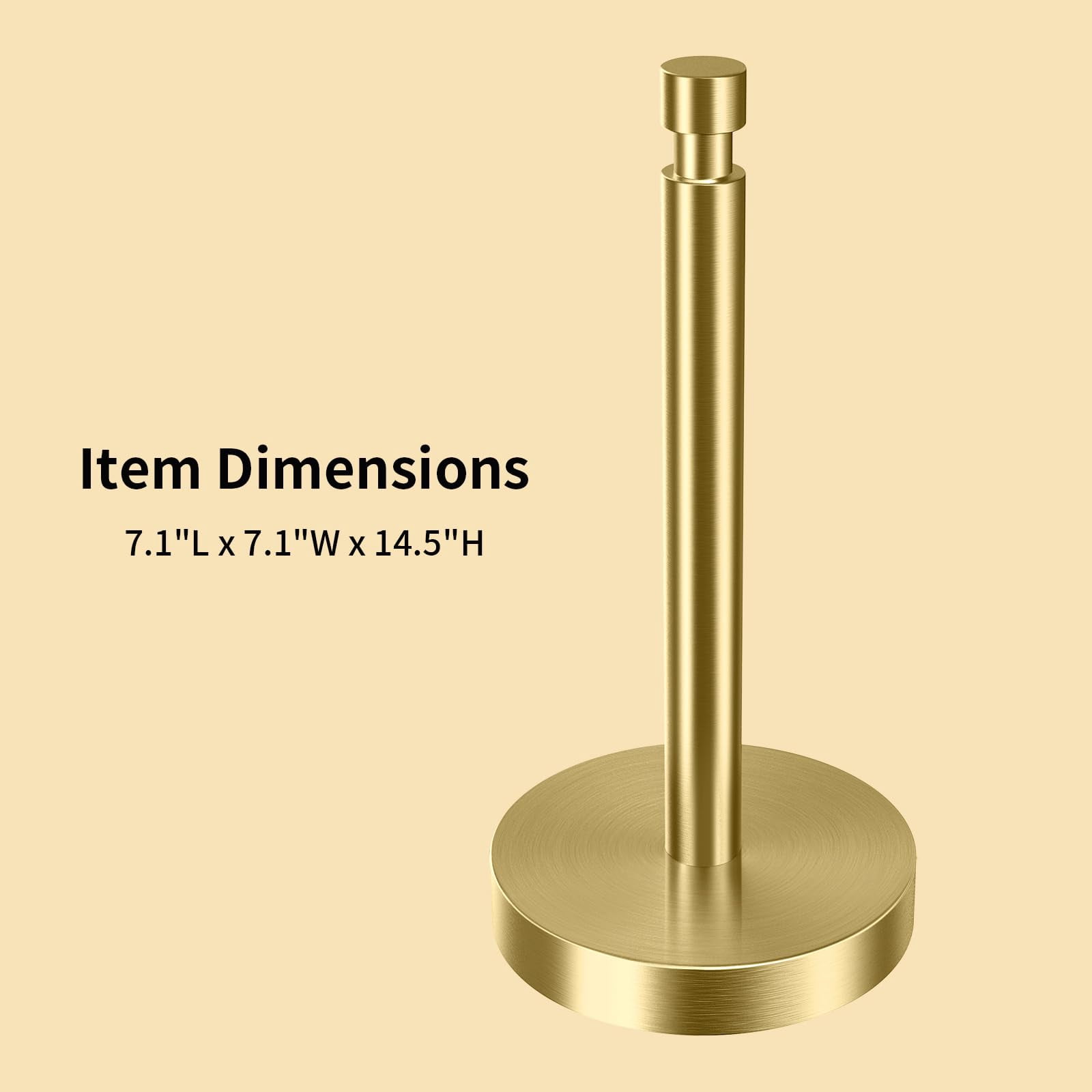 Paper Towel Holder Countertop  With Weighted Base Non Slip Standing Roll For Kitchen Bathroom Stainles Steel (gold)
