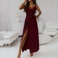 thumbnail image 3 of Efsteb Women's Maxi Dresses Summer Spaghetti Strap Wrap V-Neck Formal Dresses Ruched Bridesmaid Wedding Guest Maxi Dress Cocktail Gown （Wine，XL）, 3 of 8