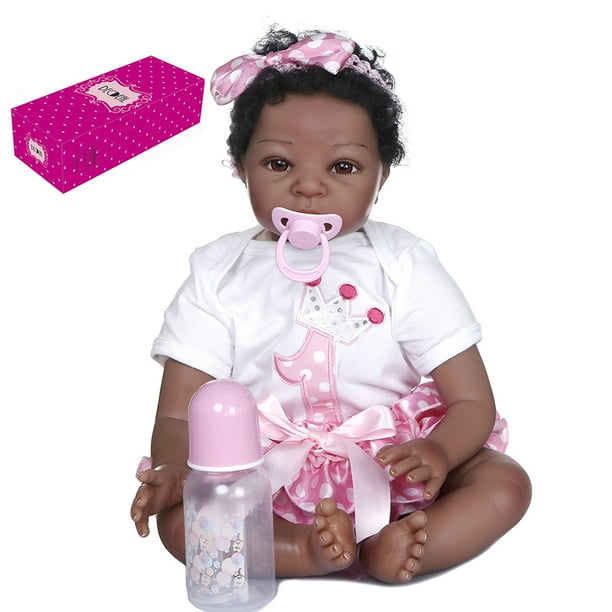 55cm 21inch Full Body Silicone Reborn Baby Doll Black Skin