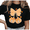 Black-1, variant on Plaid Bow Pumpkin Fall Graphic Tee Women's Short Sleeve Crewneck Casual Holiday Top