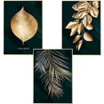 thumbnail image 1 of Juego de 3 carteles de pared CHAO diseño bosque hoja dorada palmera 30 x 40 cm Sin marco, 1 of 4