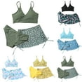 thumbnail image 1 of 8-12 Years Big Girl's 3 Piece Swimsuits Printed Bikini Bathing Suit with Cover Up UPF 50+, 1 of 12