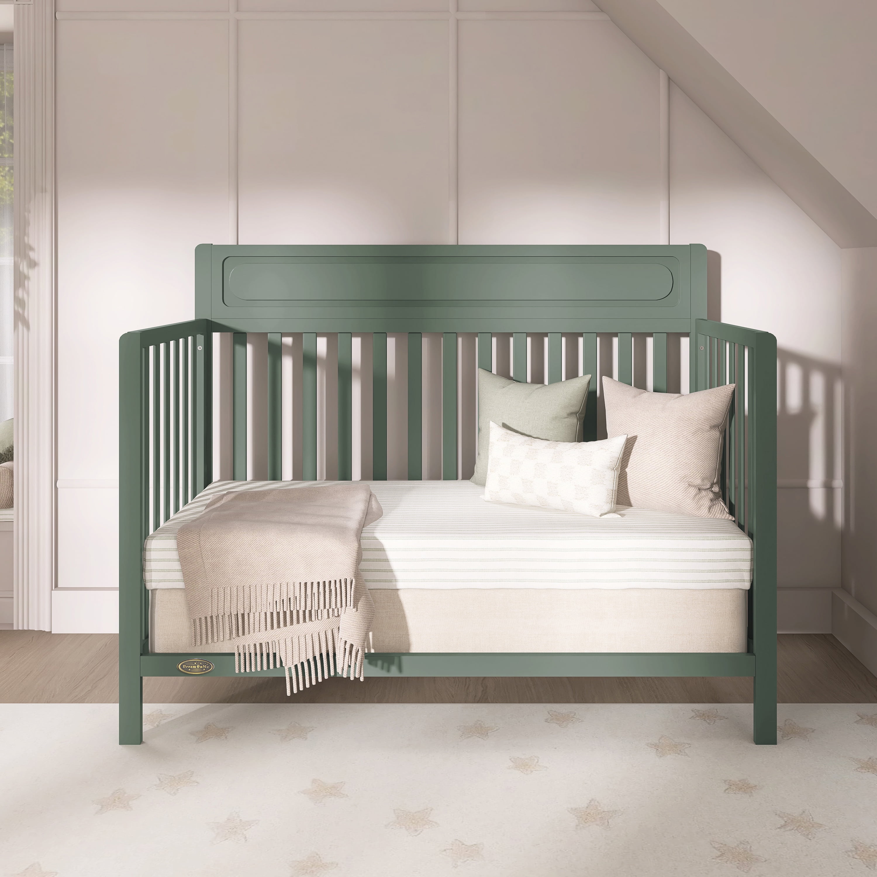 Dream On Me Avery 5-in-1 Convertible Crib, Meadow Green