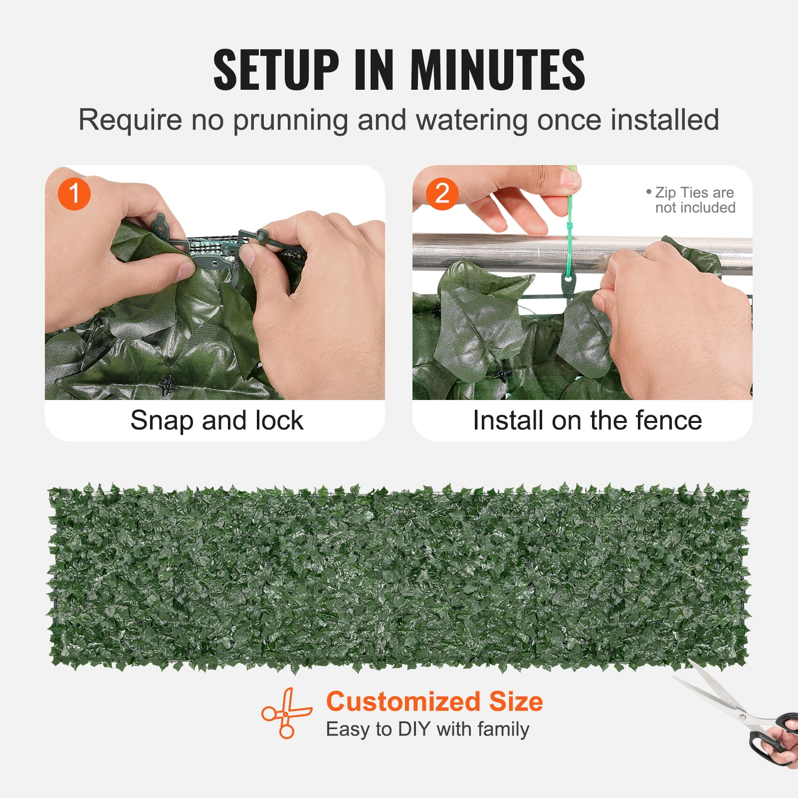 KFFKFF 39"x158" Artificial Faux Ivy Leaf Fence Screen with Mesh Cloth Backing