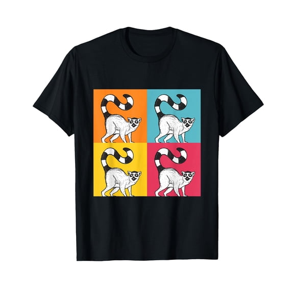 Colorful Lemur Pop Art T-Shirt for Zookeeper Animal Researcher and Lemur Lover Enthusiasts