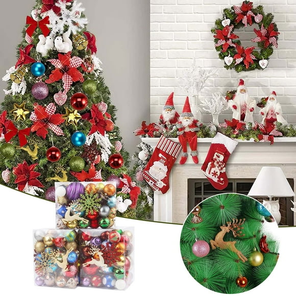 Christmas Ornaments 60 70pcs Shatterproof Christmas Hanging Xmas Tree Stained Glass Ornament Hangers Vintage Stained Glass Window Bottle Topper Beads on String Alphabet Wall Garland