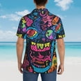 thumbnail image 3 of Lsque Neon Graffiti Urban Art pattern Hawaiian Shirt for Men, Unisex Summer Beach Casual Short Sleeve Button Down Shirts-X-Large, 3 of 9
