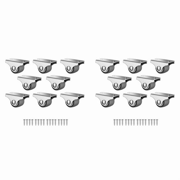 Mini Fixed Caster Wheels ,Low Profile Small Casters with Screws, Silent Rubber Rigid Caster Wheels for Furniture 16 Pack,16 x caster wheels 32 x screw,Photo Color