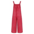 thumbnail image 5 of Breezora Women's Boho Floral Wide Leg Jumpsuit Casual Pleated Overalls with Pockets Summer Comfort Romper M Size Hot Pink, 5 of 9