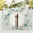 thumbnail image 3 of Sage Green Placemats Set of 4 Washable Non-Slip Heat Resistant 12×18 Inch Spring Watercolor Eucalyptus Leaves Thick Place Mats Decorative Linen Fabric Table Mat for Dining Table Kitchen Home Decor, 3 of 6