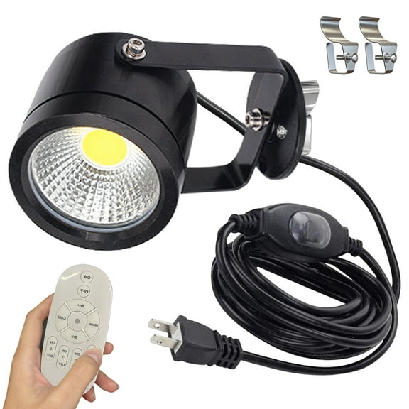 Kiven LED Indoor/Outdoor Waterproof Spotlight with Vinly Siding Hooks and Remote Control, Dimmable Porch Light with 9.84 FT Plug-in Cord, 7 Watts