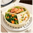 thumbnail image 5 of Round Divided Food Tray with Handles, 3 Compartment Meal Prep Bowl, Microwave Reusable Silicone Lunch Container for Adults, Portion Control, 5 of 9