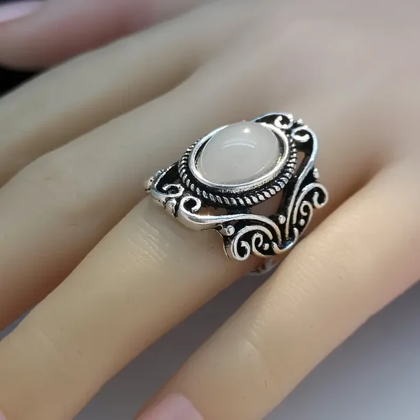 Huitan anillos de perlas de imitacion Vintage para mujer accesorios de Metal de dos tonos Color antiguo anillo de dedo versatil Y2K para nina joyeria de fiesta Walmart en linea