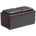 thumbnail image 1 of Hodedah HI 1185 Brown PVC Faux Leather Ottoman, Medium,, 1 of 7