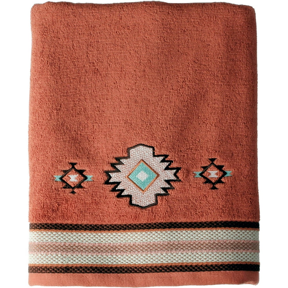 Mainstays Aztec Sunset Bath Towel, Rust, 25" x 50"