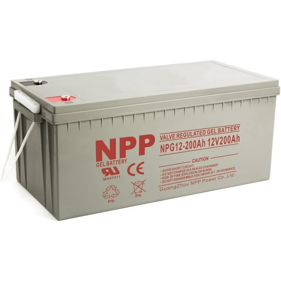 NPP NPG12-200Ah(T16, 1Pcs) 12V 200Ah 4D Rechargeable Gel Deep Cycle Battery, 1200  Cycles Battery, Safe Charger for Most Home Appliances, RV, Camping, Cabin, Marine Trolling Motor and Off-Grid System