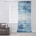 thumbnail image 3 of Vintage Blue Semi Sheer Curtains Drapes for Living Room, Bedroom, French Doors Window 96 Inches Long, Retro Blue Ombre Modern Abstract Art Rod Pocket Chiffon Curtain Drapery Voile Draperies Panel, 3 of 6