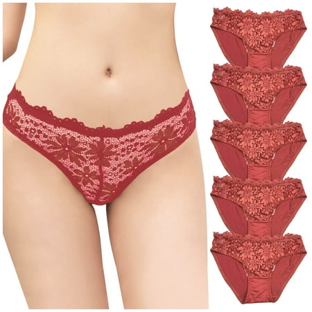 QIPOPIQ Underwear for Women Plus Size Fashion Sexy Lace Pattern Hollow Low Waist Solid Color Under Panties