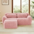 thumbnail image 2 of [Luckynote]L-shaped Boneless Sofa,Soft Fluffy Plush Fabric,With Chaise 32D High Density Sponge,No Assembly Required,Ergonomic Design Bottom Anti-Slip Design,With Throw Pillows,Fits Bedrooms,Pink, 2 of 27