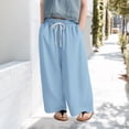 thumbnail image 2 of CPNG Girls Baggy Casual Sweatpants Solid Color Sweat Pants Elastic High Waist Comfortable Cool and Breathable Drawstring Joggers(Sky Blue,12-13 Years), 2 of 6