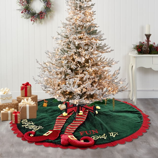 XYAIYT Christmas Tree Skirt Christmas Decorations Premium Soft Reusable Anti Pilling Fabric Conceals Base and Wires Easy Install for Home Shop Hotel Holiday Decorating 59.8in Green