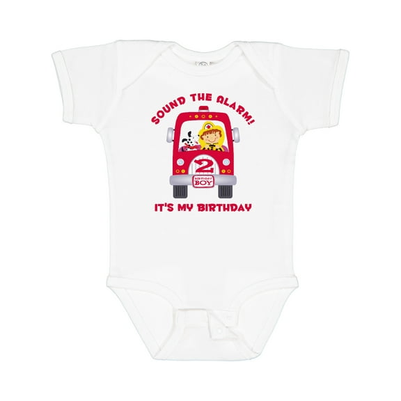 Inktastic Fire Truck 2nd Birthday Boy Boys Baby Bodysuit