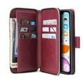 thumbnail image 2 of Dteck Case Compatible with iPhone 11,Magnetic Leather Wallet Case with 9 Card Slots Stand RFID Blocking Premium Zipper Protective Flip Leather Phone Cover with Wrist Strap,Winered, 2 of 5