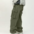 thumbnail image 6 of JUUYY Men's Baggy Cargo Pants Casual Multi Pocket Straight Leg Drawstring Elastic Waist Loose Fit Outdoor Active Pants‌ Workwear Trousers Dark Green XL, 6 of 6