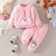 thumbnail image 5 of Gibobby Conjunto de ropa para bebé y niño Otoño e invierno bebé 1 3 años Top cuello redondo Color sólido bolsillo de conejo cálido traje de lana(Rosa, 18-24 Meses), 5 of 5