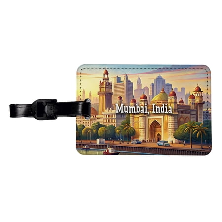 Mumbai, India Travel City Country Stamp Faux Leather Travel Luggage Tag
