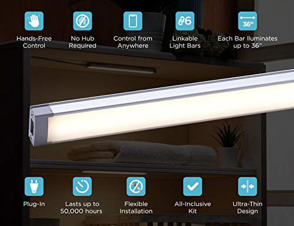 BLACK+DECKER Works with Alexa Smart Under Cabinet Lighting Kit, Adjustable LEDs, (3) 9" Bars - A Certified for Humans Device
