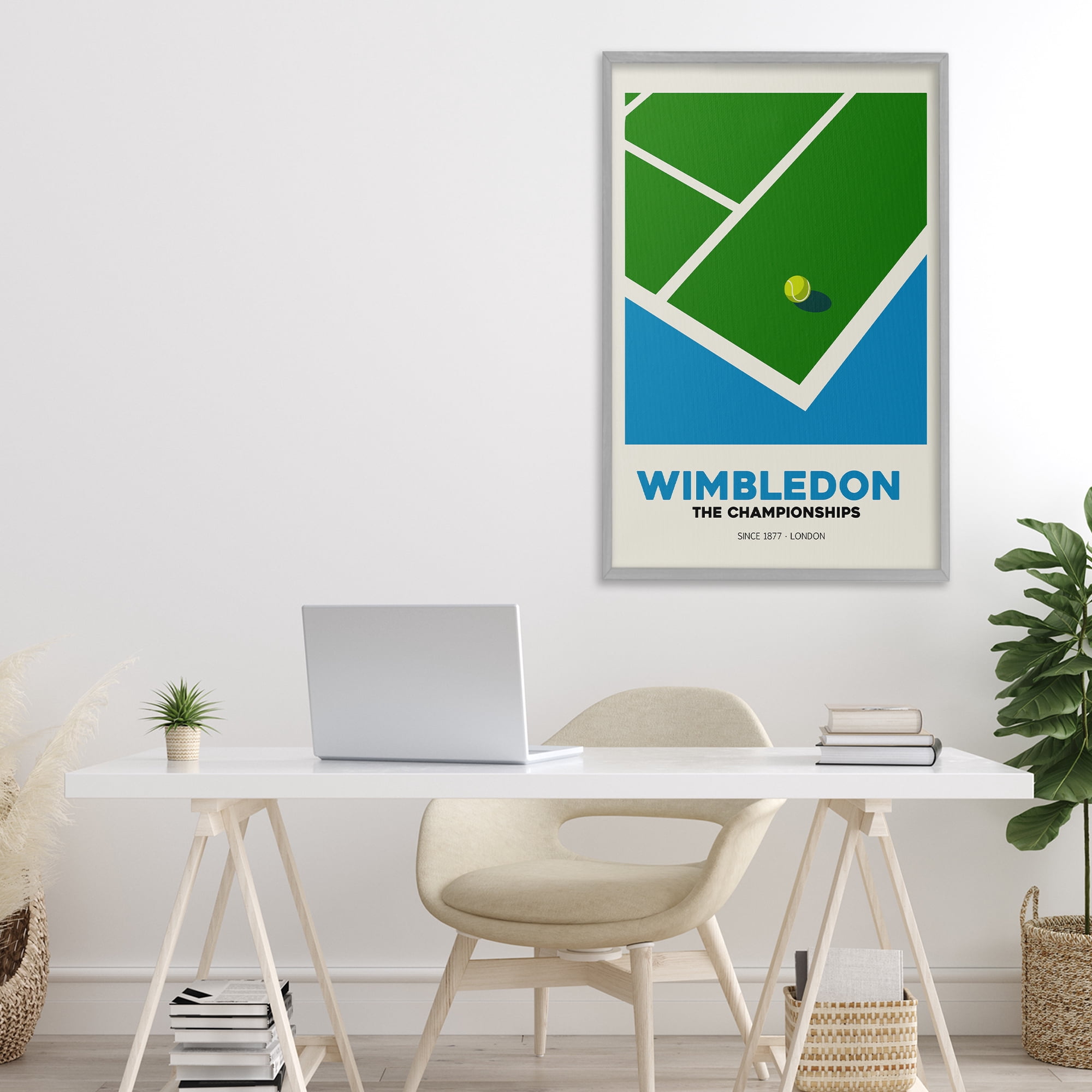 Stupell Industries Wimbledon Tennis Court Gray Framed Giclee Art, design by Andreas Magnusson