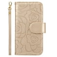 thumbnail image 3 of Decase Wallet Cover For Apple iPhone 15 6.1",Premium Flower Pattern Shockproof Flip Card Slots Holder Case With Hand Strap & Magnetic Clasp,Anti-Scratch Phone Shell,for iPhone 15 - Gold, 3 of 5