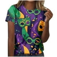 thumbnail image 2 of Gamivast Carnival Theme Shirts for Women Plus Size Loose Fitted Crewneck Short Sleeve Blouses Dressy Mask Graphic Tunic Tee Tops Happy Mardi Gras Day Outfits, 2 of 6