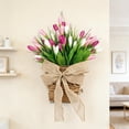 thumbnail image 6 of Tulips Wall Hanging Wreath | Artificial Flower Basket for Door & Wall Decor | Spring Home Decoration with Rustic Bow | Farmhouse Style Floral Arrangement for Living Room, Bedroom, or Entryway, 6 of 6