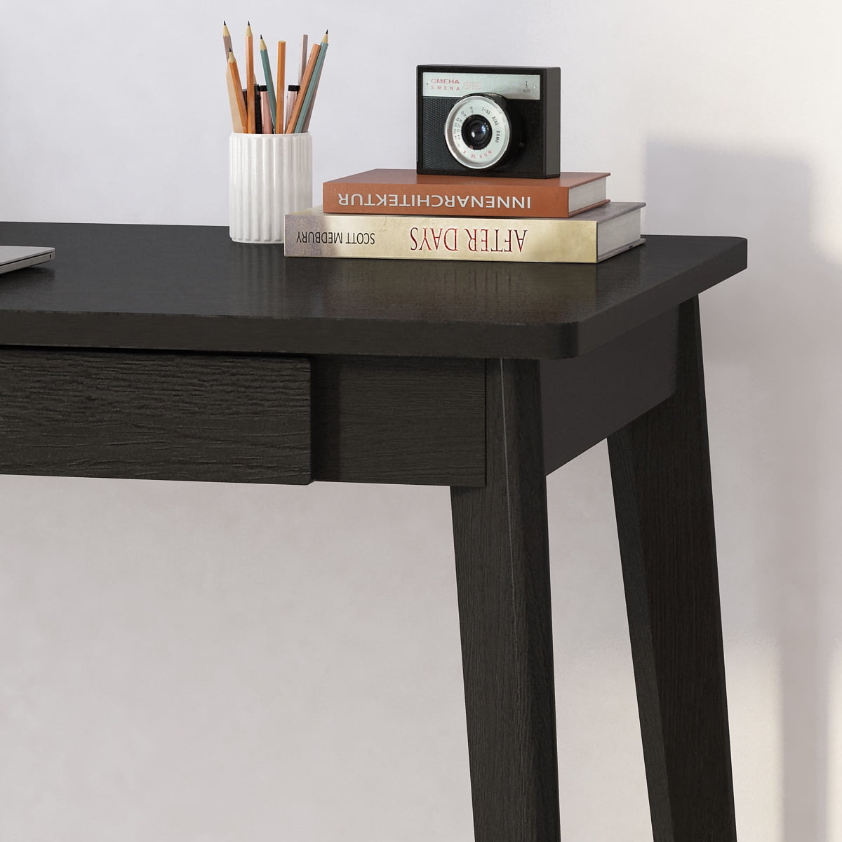 KULAGAGA Home Office 39.4"*21.7" Study Writing Table, PC Computer Desk Workstation with 2 Drawer, Black