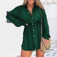thumbnail image 4 of Conjunto de blusa y pantalones cortos con cuello de solapa para mujer blusa informal con botones pantalones cortos traje de uso diario, 4 of 6