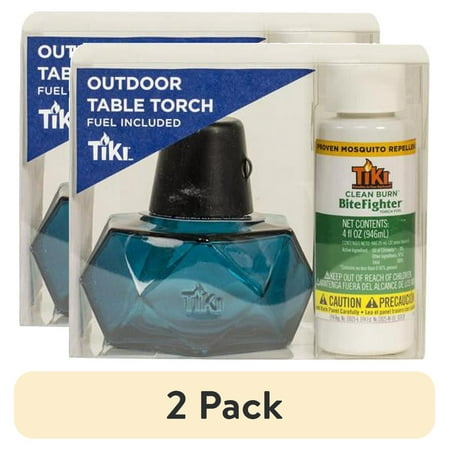 (2 pack) TIKI 8028434 Clean Burn BiteFighter Glass 3.50 Tabletop Torch - Pack of 6