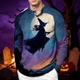 thumbnail image 4 of Dwelliawo Halloween Shirts for Men Pumpkin Spider Print Henley Vintage Shirt Bat Quick Dry Graphic Long Sleeve Funny Horror Costumes Purple 3xL, 4 of 4