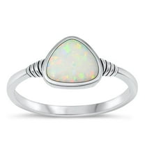 CHOOSE YOUR COLOR White Simulated Opal Ring 925 Sterling Silver Chic Band CZ Female Size 5