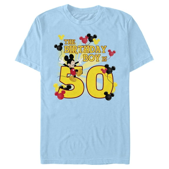 Men's Mickey & Friends The Birthday Boy Is 50 Graphic Tee Light Blue 2X Large