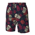 thumbnail image 5 of Kdxio Roses Skulls Pattern Mens Casual Shorts - Drawstring Summer Beach Sports Shorts for Men, 5 of 9