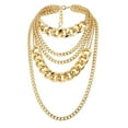 thumbnail image 1 of Punk Women Multi-layer Curb Chain Statement Necklace Rock Hip-hop Jewelry Gift, 1 of 5