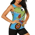 thumbnail image 2 of Gukieu Dinosaur Riding a Motorcycle Print Women's Quick-drying Fitness Vest, Round Neck Sleeveless Fitness T-shirt, Suitable for Yoga, Sports-Large, 2 of 7