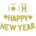 thumbnail image 2 of Banner de feliz año nuevo dorado 2024 con purpurina de estrella 2025 Nochevieja, suministros de decoraciones artísticas (12 * 15 cm), 2 of 5