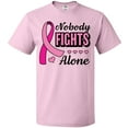 thumbnail image 3 of Inktastic Breast Cancer Awareness Nobody Fights Alone Pink Ribbon T-Shirt, 3 of 5