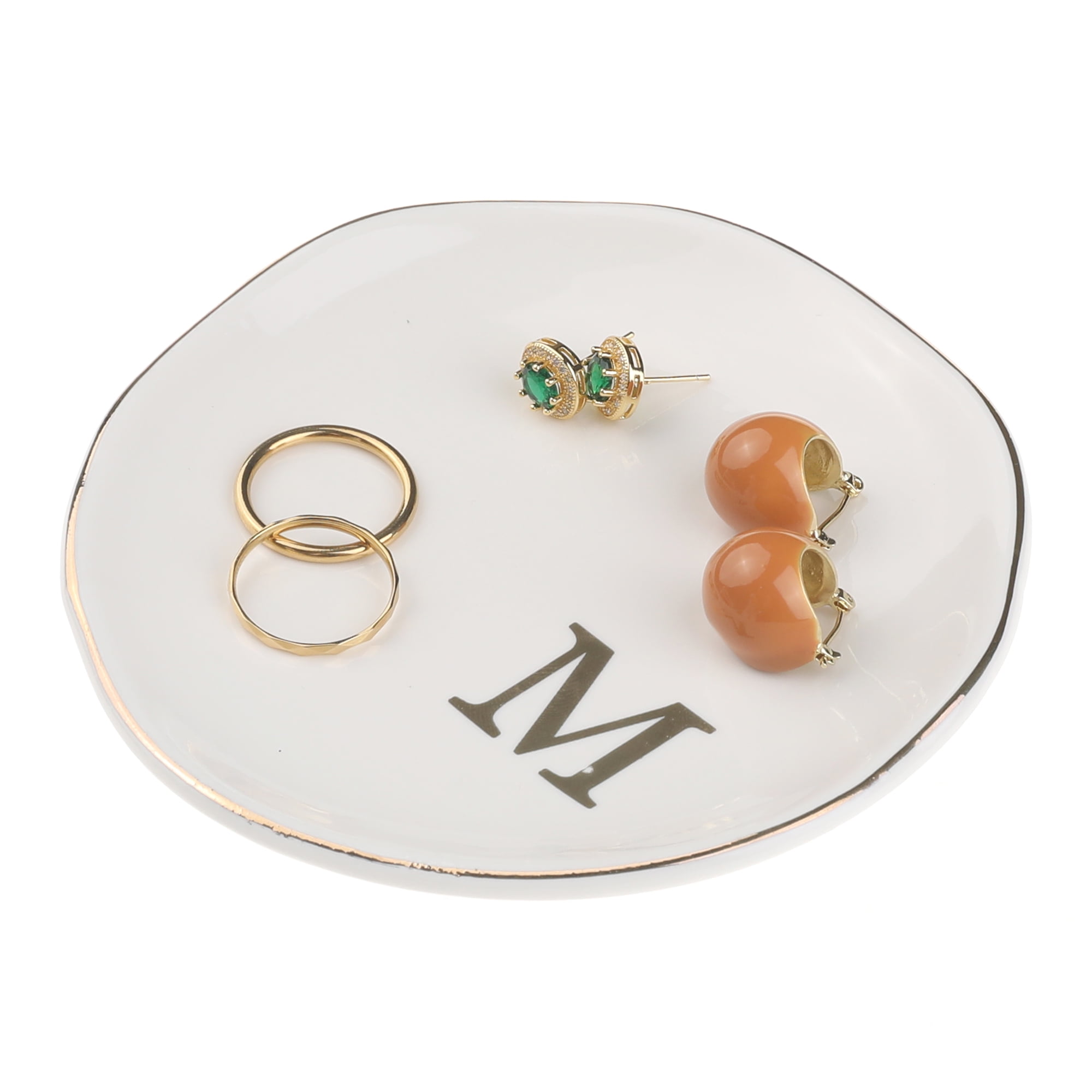 Unique Bargains Ceramic Jewelry Tray Decorative Trinket Dish Gifts Jewelry Boxes White-M