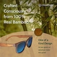 thumbnail image 3 of Cloudfield Polarized Sunglasses with Blue Lenses, Bamboo Frame, UV400 Protection, Unisex, 3 of 5