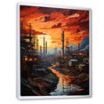 thumbnail image 2 of Designart "Oil Odyssey Orange Oil Rigs" Cityscapes Floater Framed Wall Art Print, 2 of 7
